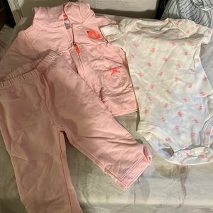 Carter’s girls 3 pieces set pink outfit nwt 6 months
